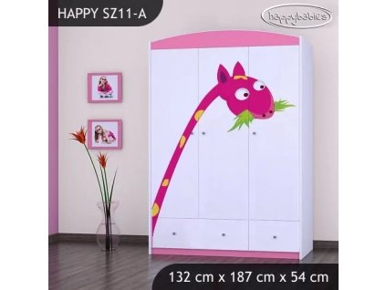 Skříň Happy SZ11 - žirafa (Barva bílá)