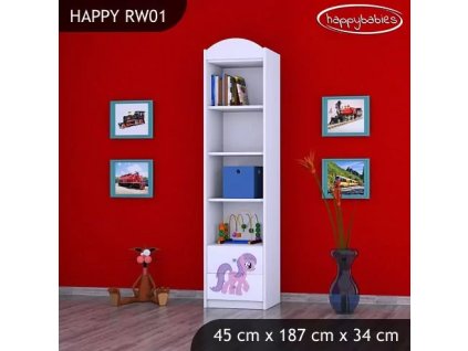 Regál Happy RW01 - růžový pony (Barva bílá)