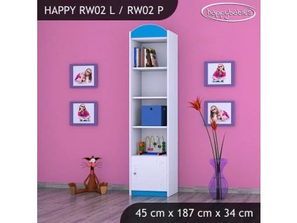 Regál Happy RW02 - modrý medvídek (Barva bílá, Otevírání dvířek pravé)