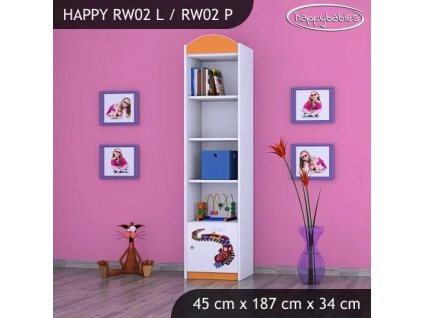 Regál Happy RW02 - vláček (Barva bílá, Otevírání dvířek pravé)