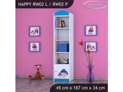 Regál Happy RW02 - růžový hříbek (Barva bílá, Otevírání dvířek pravé)