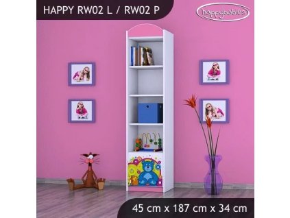 Regál Happy RW02 - veselý medvídek (Barva bílá, Otevírání dvířek pravé)