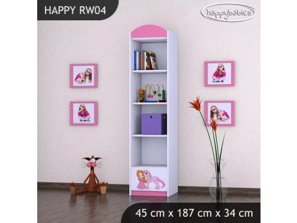 Regál Happy RW04 - princezna a jednorožec (Barva bílá)