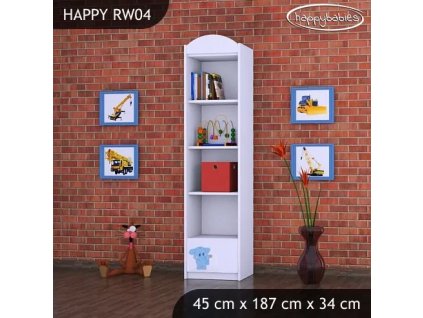 Regál Happy RW04 - modrý slon (Barva bílá)