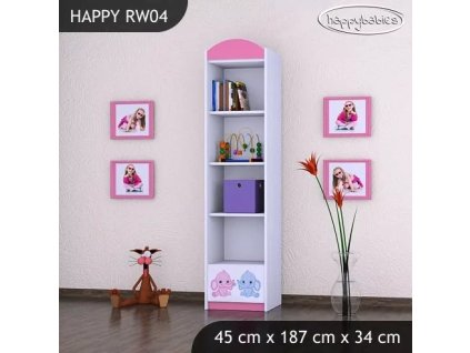 Regál Happy RW04 - růžový a modrý slon (Barva bílá)