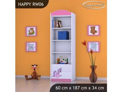 Regál Happy RW06 - růžový pony (Barva bílá)