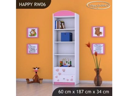 Regál Happy RW06 - růžový slon se srdcem (Barva bílá)