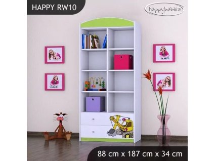 Regál Happy RW10 - žlutý bagr (Barva bílá)