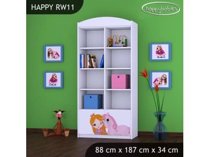 Regál Happy RW11 - princezna a jednorožec (Barva bílá)
