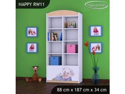 Regál Happy RW11 - medvídek v autě (Barva bílá)