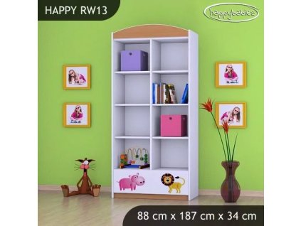 Regál Happy RW13 - veselý zvěřinec (Barva bílá)