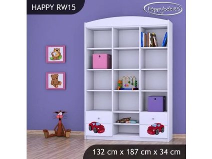 Regál Happy RW15 - pohádkové auto (Barva bílá)