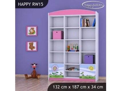 Regál Happy RW15 - motýl s květinou (Barva bílá)