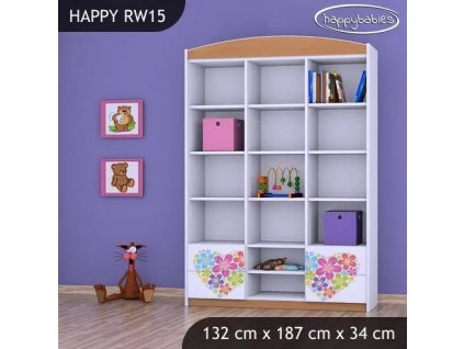 Regál Happy RW15 - srdce z květů (Barva bílá)