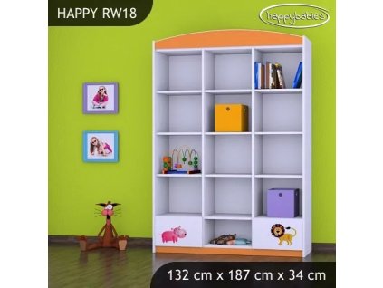 Regál Happy RW18 - veselý zvěřinec (Barva bílá)