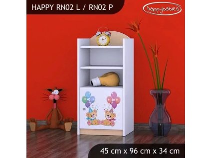 Regál Happy RN02 - medvídci s balónky (Barva bílá, Otevírání dvířek pravé)
