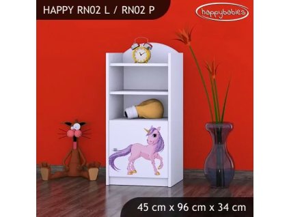 Regál Happy RN02 - jednorožec (Barva bílá, Otevírání dvířek pravé)