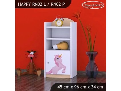 Regál Happy RN02 - princezna a jednorožec (Barva bílá, Otevírání dvířek pravé)