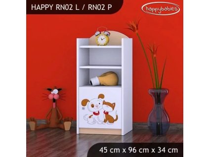 Regál Happy RN02 - pejsek a kočička (Barva bílá, Otevírání dvířek pravé)