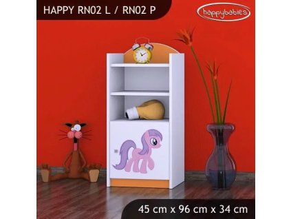 Regál Happy RN02 - růžový pony (Barva bílá, Otevírání dvířek pravé)
