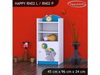 Regál Happy RN02 - slon s balónkem (Barva bílá, Otevírání dvířek pravé)