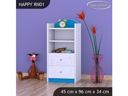 Regál Happy RN01 - modrý medvídek (Barva bílá)
