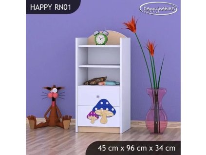 Regál Happy RN01 -růžový hříbeček (Barva bílá)