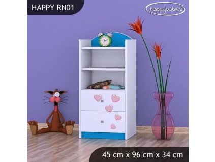 Regál Happy RN01 - růžový slon se srdcem (Barva bílá)