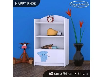Regál Happy RN08 - modrý slon (Barva bílá)