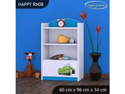 Regál Happy RN08 - zelené auto (Barva bílá)