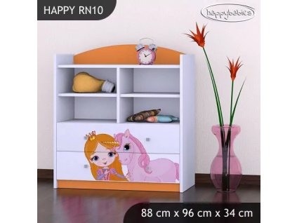 Regál Happy RN10 - princ a jednorožec (Barva bílá)
