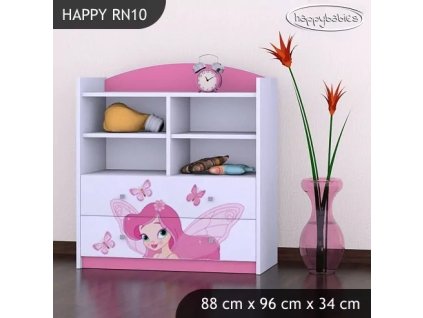 Regál Happy RN10 - víla s motýlkami (Barva bílá)