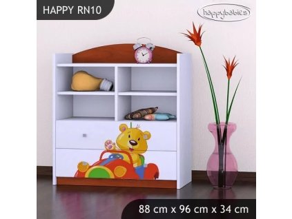 Regál Happy RN10 - medvídek v červeném autě (Barva bílá)