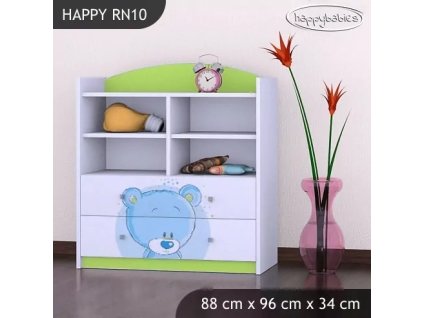 Regál Happy RN10 - modrý medvídek (Barva bílá)