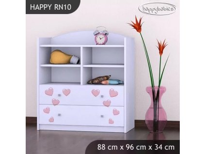 Regál Happy RN10 - růžový slon se srdcem (Barva bílá)