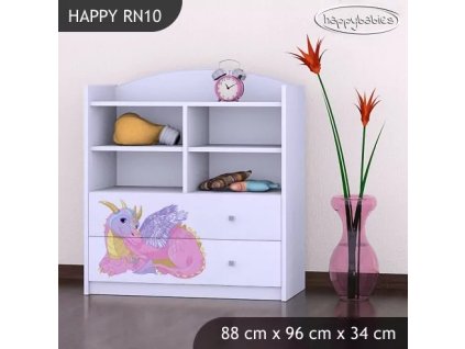 Regál Happy RN10 - růžový dráček (Barva bílá)