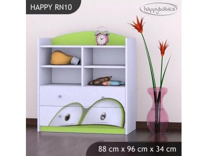 Regál Happy RN10 - zelené auto (Barva bílá)