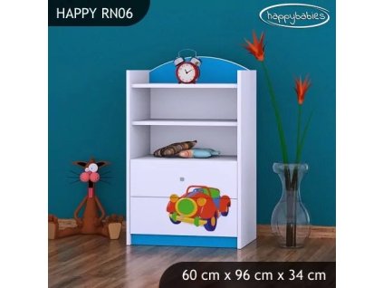 Regál Happy RN06 - medvídek v červeném autě (Barva bílá)