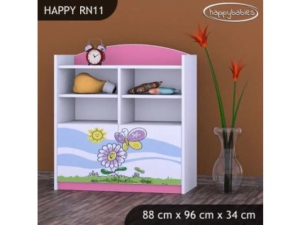 Regál Happy RN11 - motýl s květinou (Barva bílá)