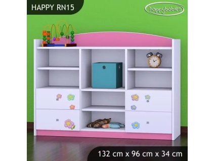 Regál Happy RN15 - kočička s květinou (Barva bílá)