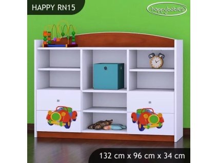 Regál Happy RN15 - medvídek v červeném autě (Barva bílá)