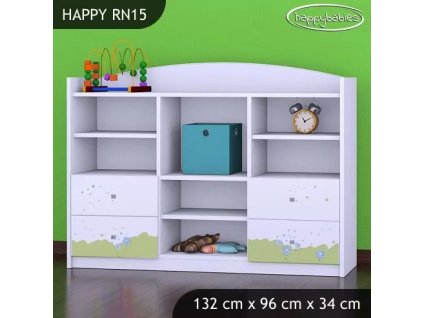 Regál Happy RN15 - modrý medvídek (Barva bílá)