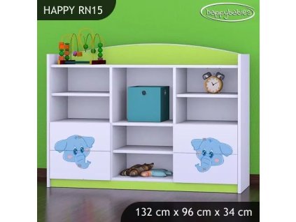 Regál Happy RN15 - modrý slon (Barva bílá)
