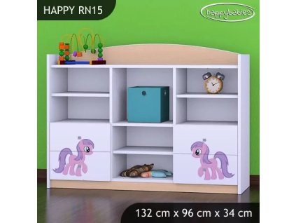 Regál Happy RN15 - růžový pony (Barva bílá)
