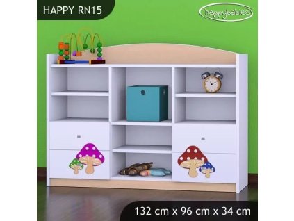 Regál Happy RN15 - růžový hříbeček (Barva bílá)