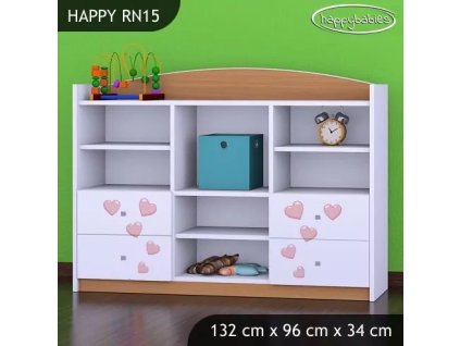 Regál Happy RN15 - růžový slon se srdcem (Barva bílá)