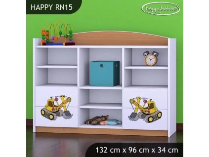 Regál Happy RN15 -  žlutý bagr (Barva bílá)