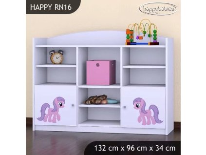 Regál Happy RN16 -  růžový pony (Barva bílá)