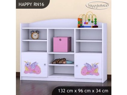 Regál Happy RN16 -  růžový dráček (Barva bílá)