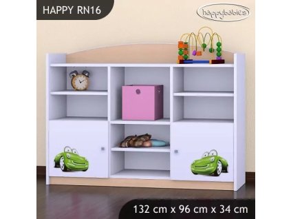 Regál Happy RN16 - zelené auto (Barva bílá)
